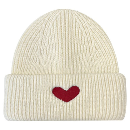 Amora Heart Embroidered Knit Cap