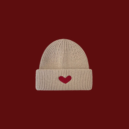 Amora Heart Embroidered Knit Cap