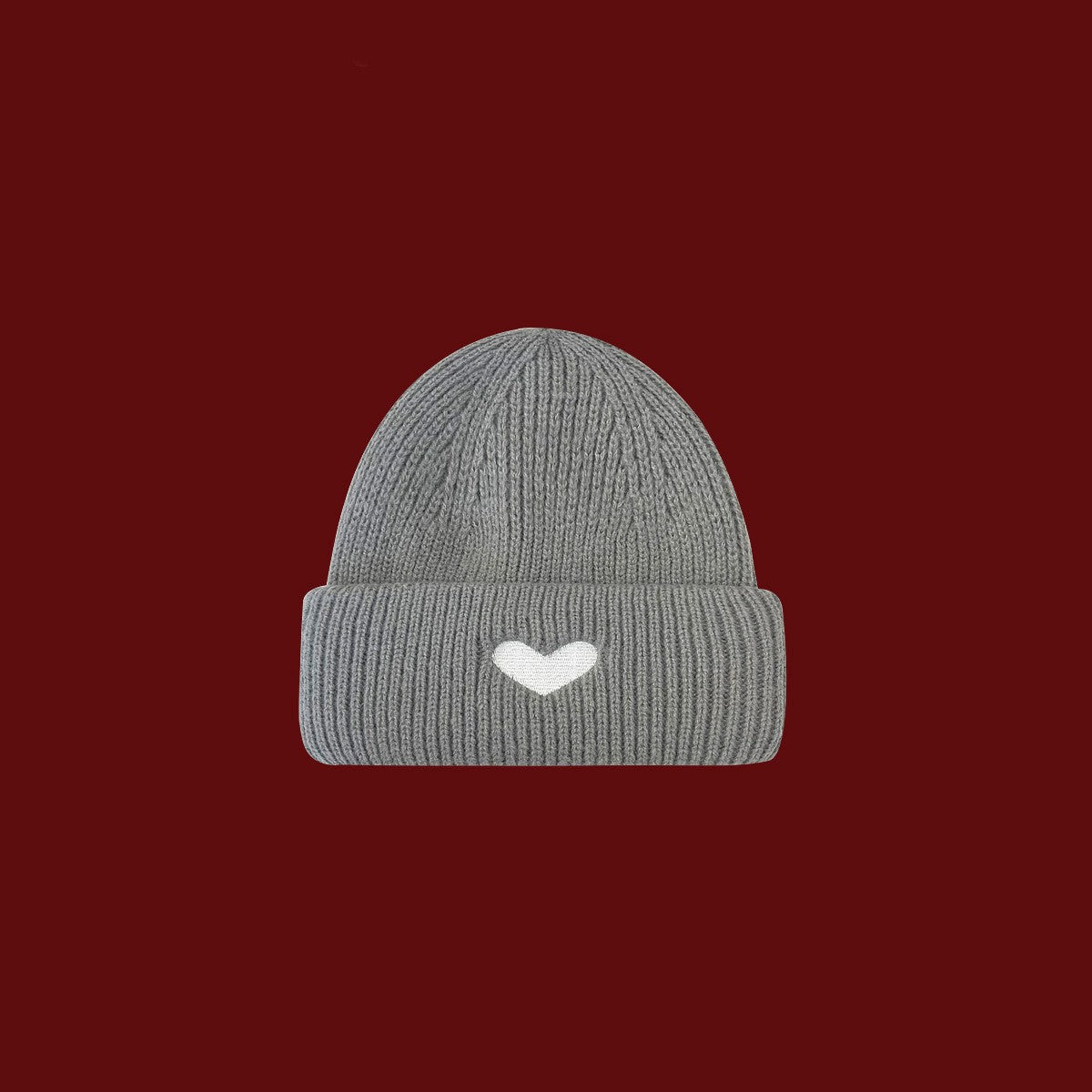 Amora Heart Embroidered Knit Cap