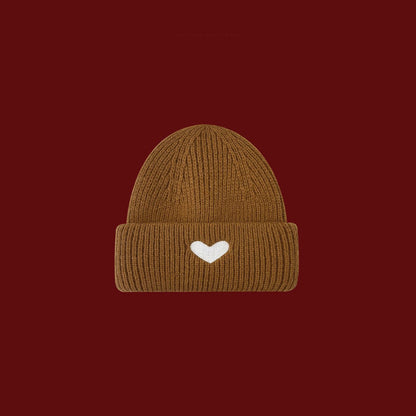 Amora Heart Embroidered Knit Cap