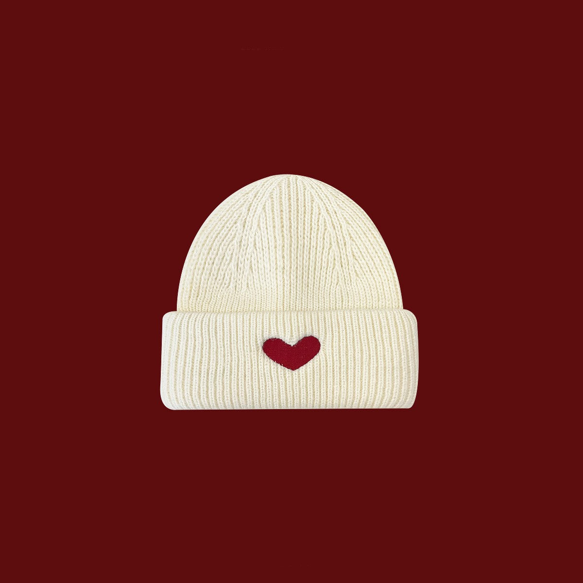 Amora Heart Embroidered Knit Cap