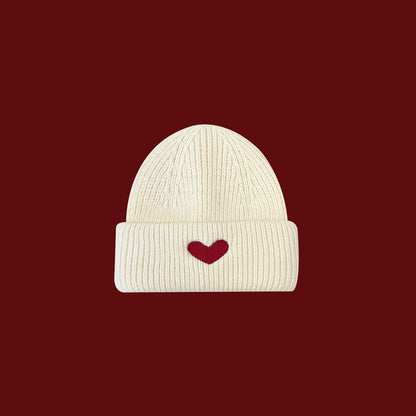 Amora Heart Embroidered Knit Cap