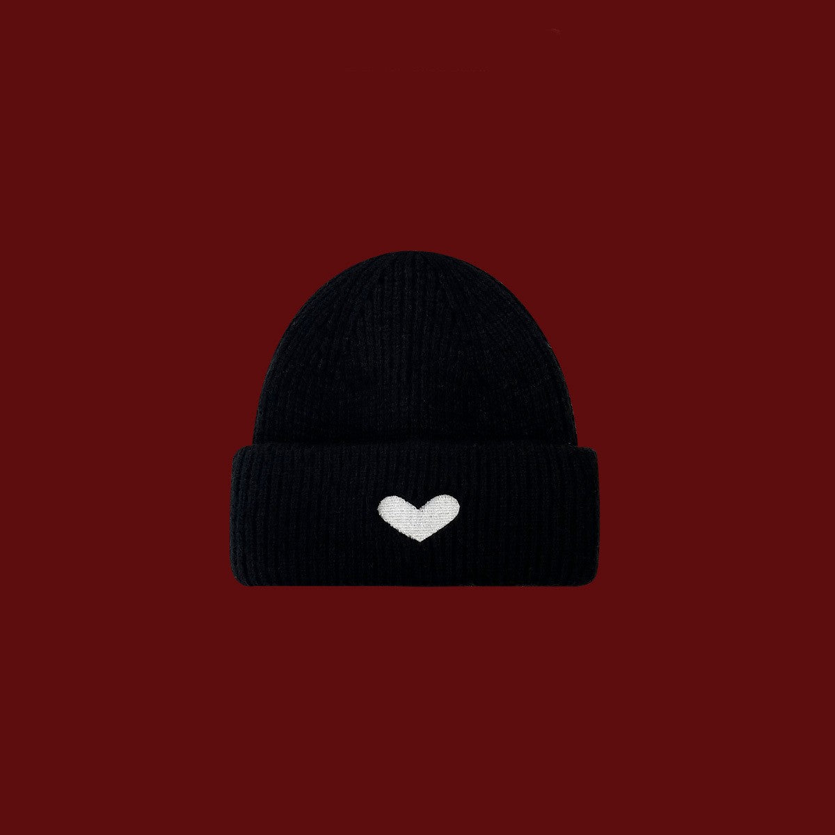Amora Heart Embroidered Knit Cap