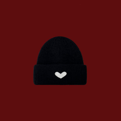 Amora Heart Embroidered Knit Cap