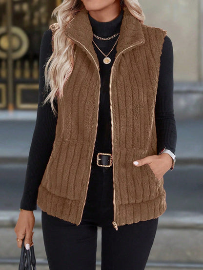 Aria Stand Collar Vest Jacket
