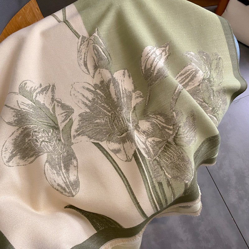 Aurelia Tassel Cashmere-Feel Shawl